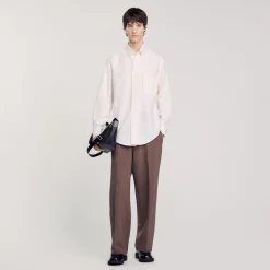 Chemises*SANDRO Chemise En Oxford Flannel blanc