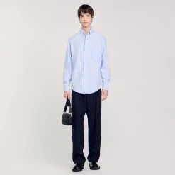 Chemises*SANDRO Chemise En Oxford Flannel Bleu Ciel