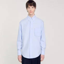 Chemises*SANDRO Chemise En Oxford Flannel Bleu Ciel
