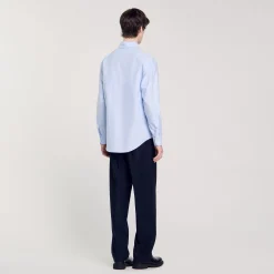 Chemises*SANDRO Chemise En Oxford Flannel Bleu Ciel