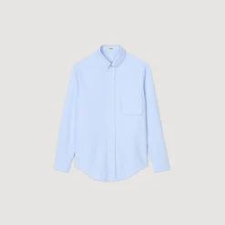Chemises*SANDRO Chemise En Oxford Flannel Bleu Ciel