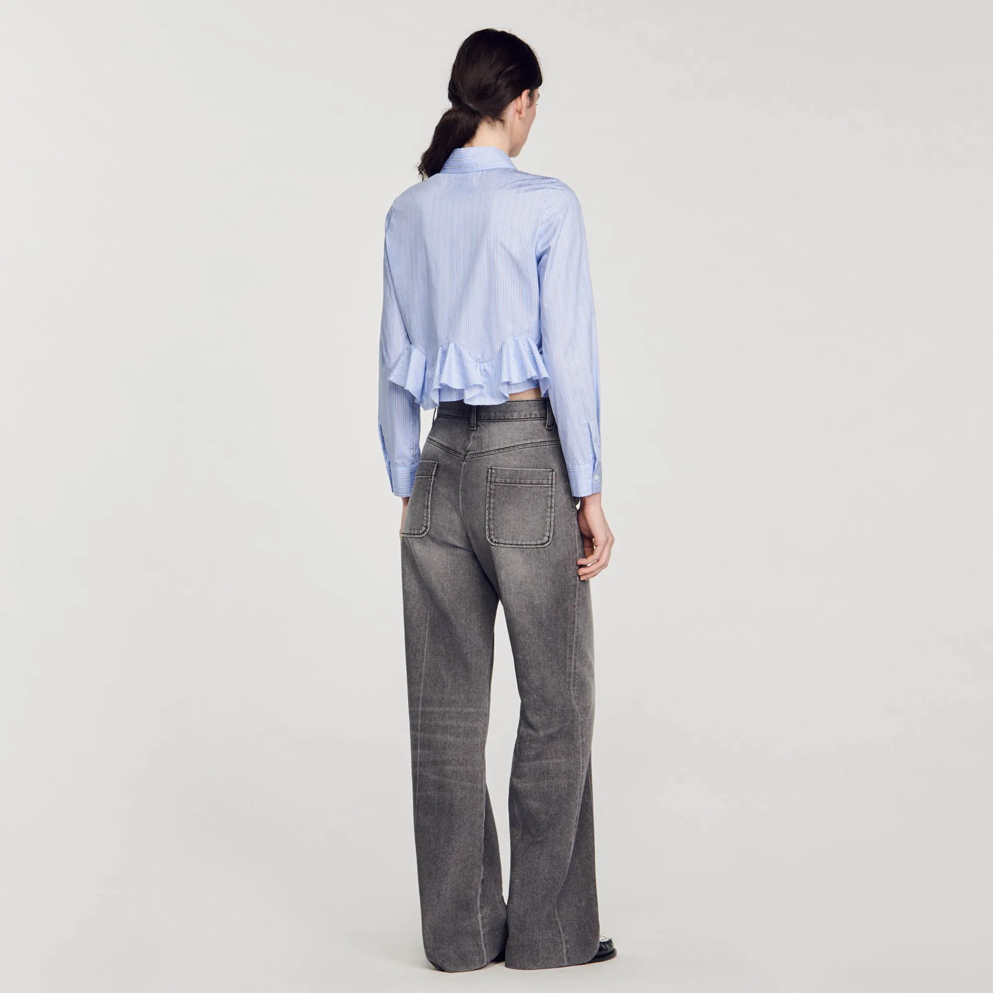 Tops & Chemises*SANDRO Chemise En Popeline Rayée Bleu Ciel