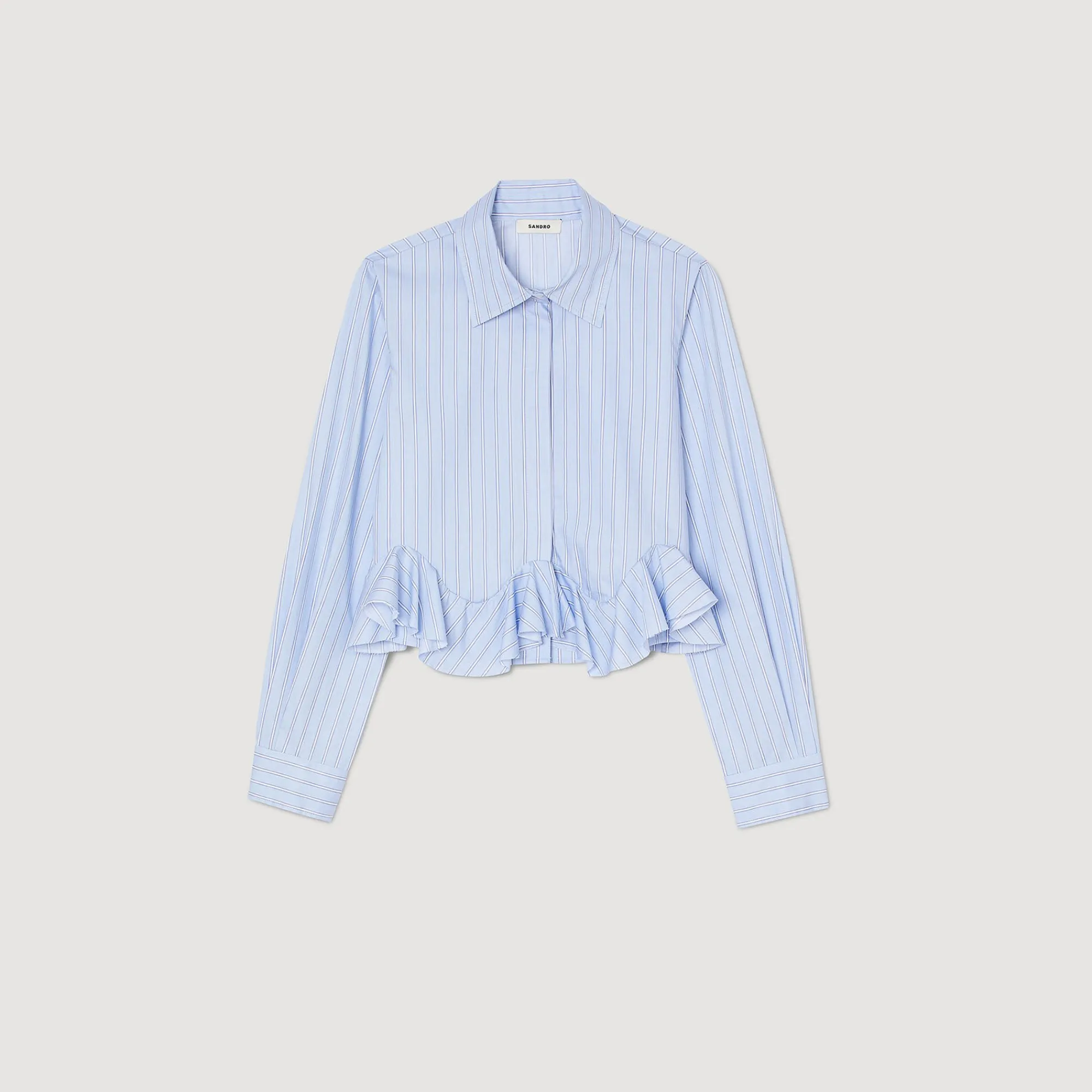 Tops & Chemises*SANDRO Chemise En Popeline Rayée Bleu Ciel