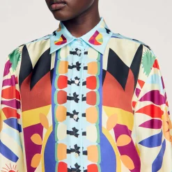 Tops & Chemises*SANDRO Chemise En Soie Imprimée Multicolore