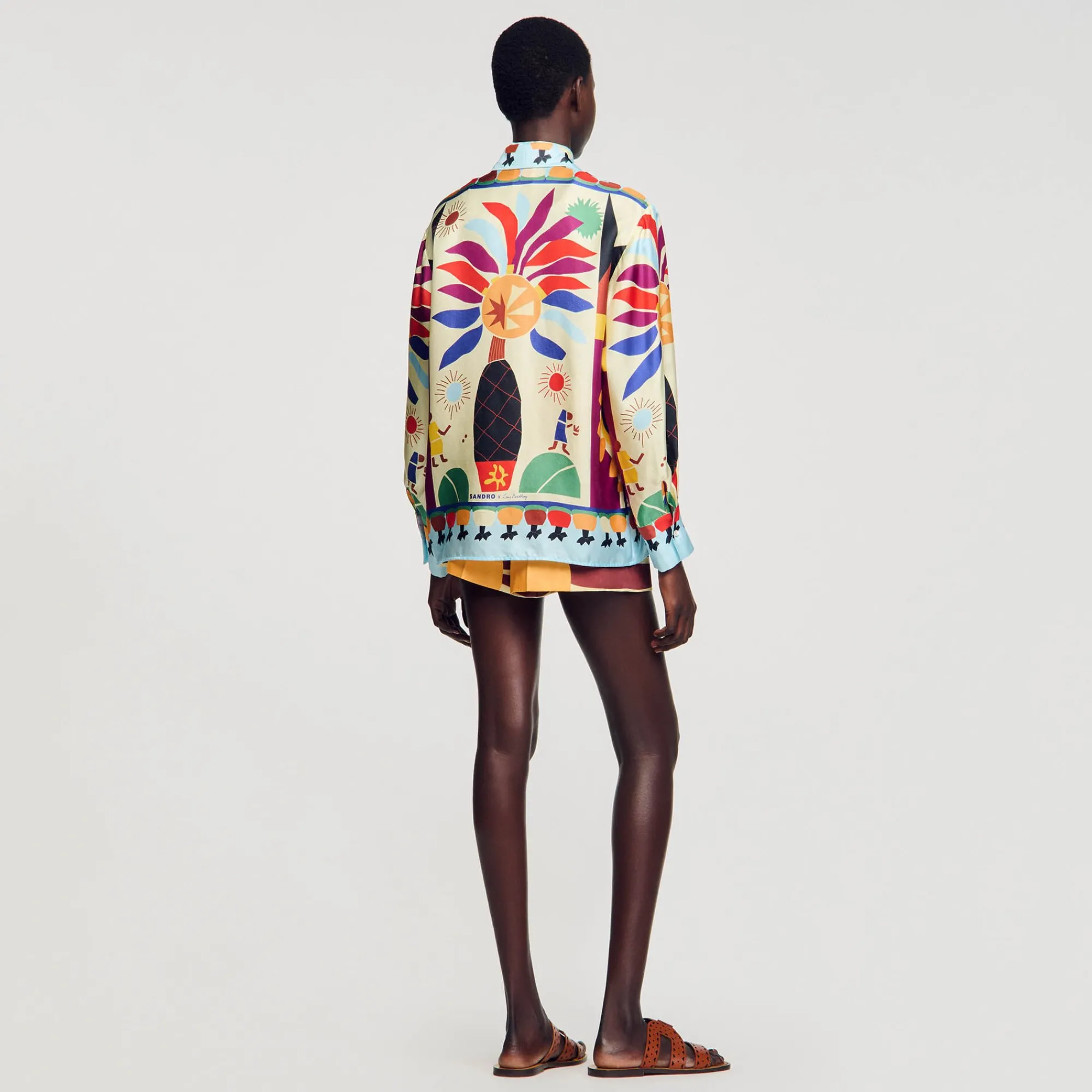 Tops & Chemises*SANDRO Chemise En Soie Imprimée Multicolore