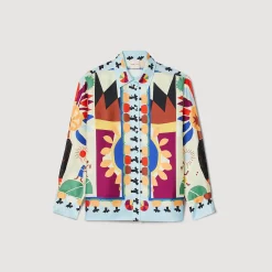 Tops & Chemises*SANDRO Chemise En Soie Imprimée Multicolore