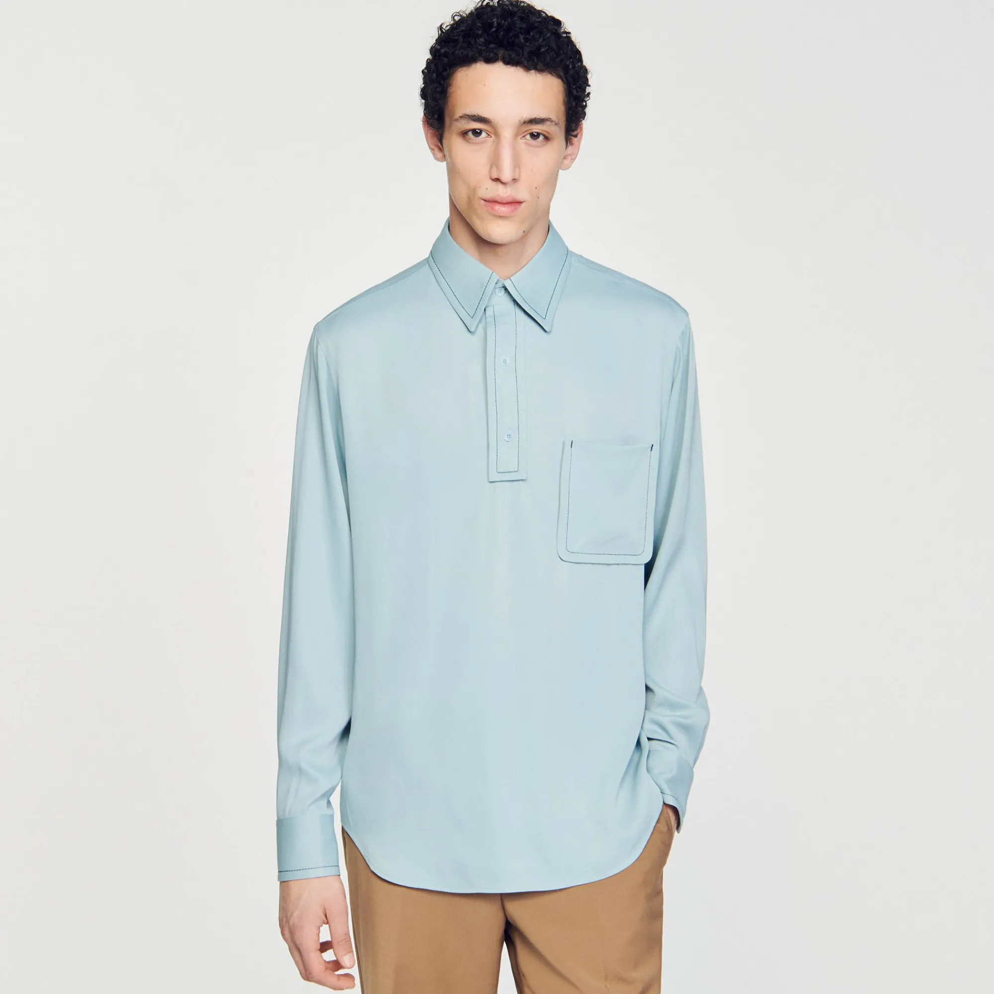 Chemises*SANDRO Chemise Fluide Bleu Ciel