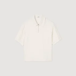 Chemises*SANDRO Chemise Fluide à Col Zippé Ecru