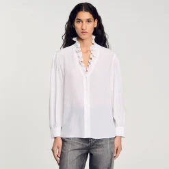 Tops & Chemises*SANDRO Chemise Fluide En Soie blanc