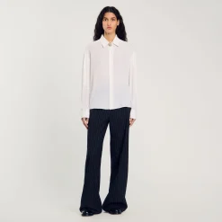 Tops & Chemises*SANDRO Chemise Fluide En Soie blanc