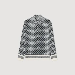 Chemises*SANDRO Chemise Fluide Imprimé Square Cross Marine