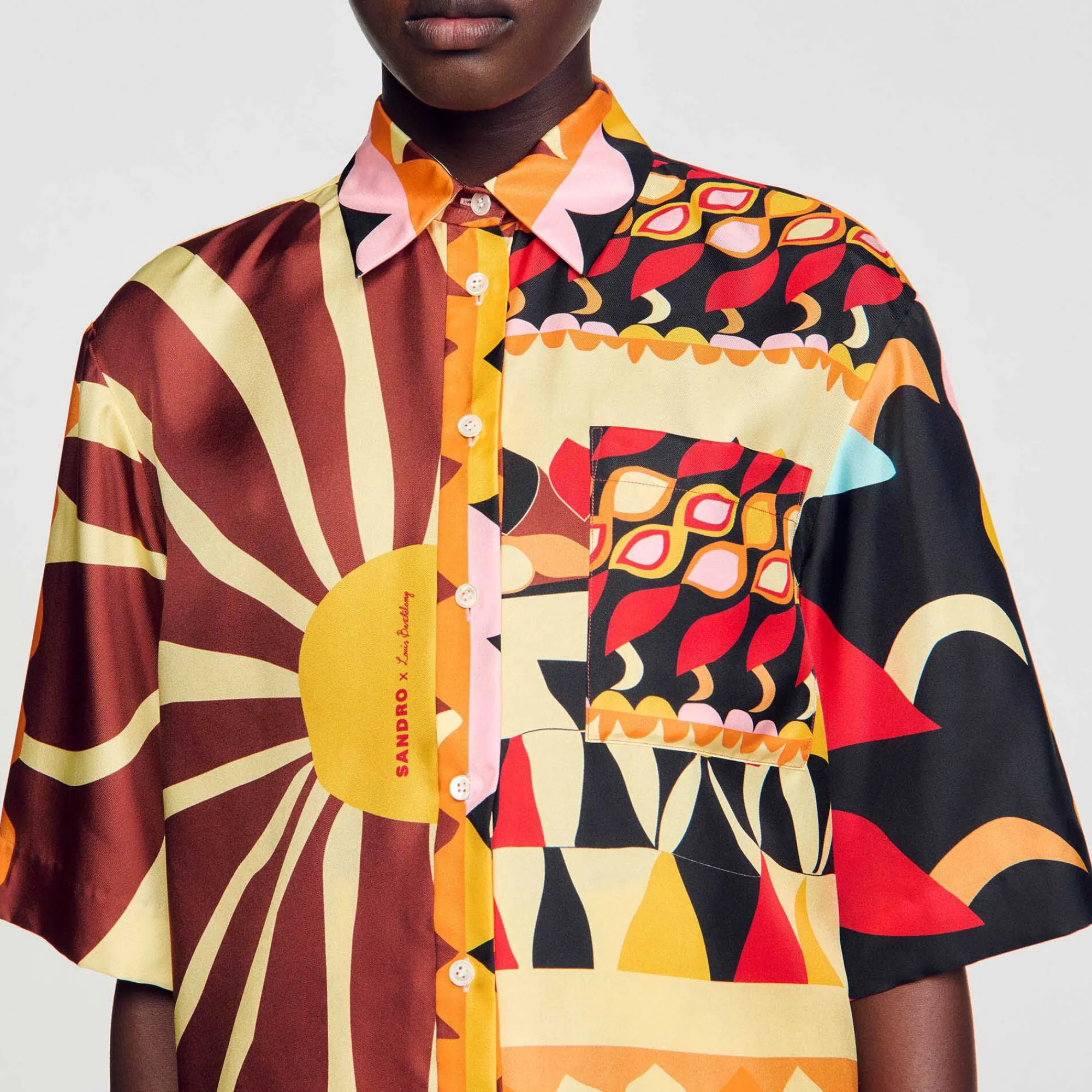 Ensembles|Tops & Chemises*SANDRO Chemise Fluide Imprimée Noir / Multicolore