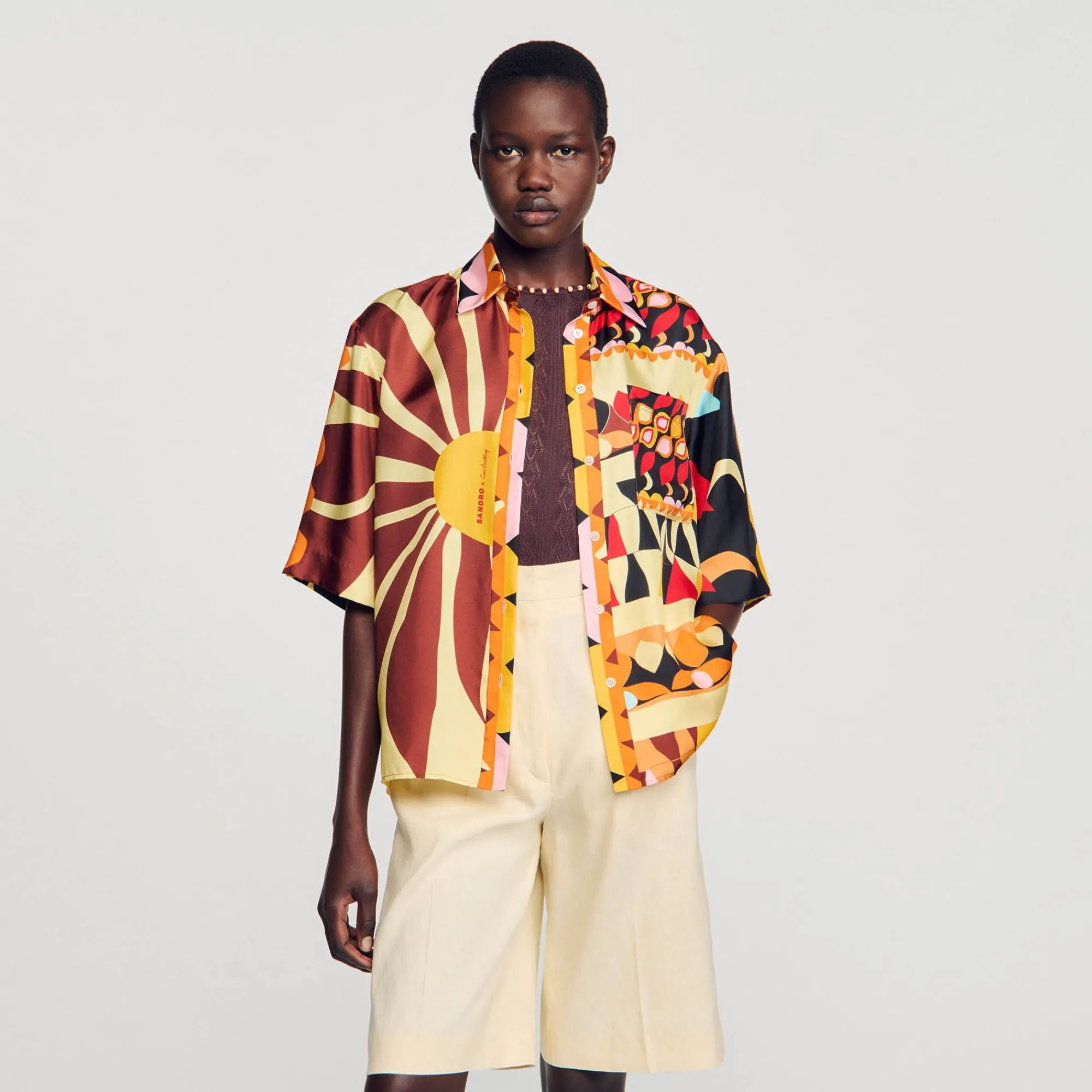 Ensembles|Tops & Chemises*SANDRO Chemise Fluide Imprimée Noir / Multicolore