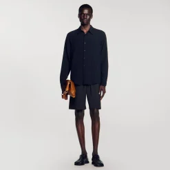 Chemises*SANDRO Chemise Fluide Plissée Noir