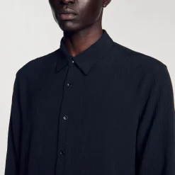 Chemises*SANDRO Chemise Fluide Plissée Noir