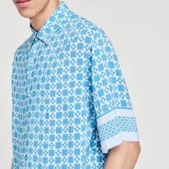 Chemises*SANDRO Chemise Fluide Square Cross Bleu Ciel