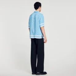 Chemises*SANDRO Chemise Fluide Square Cross Bleu Ciel