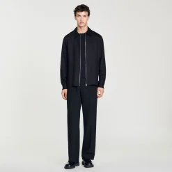 Chemises*SANDRO Chemise Fluide Zippée Noir