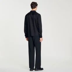 Chemises*SANDRO Chemise Fluide Zippée Noir
