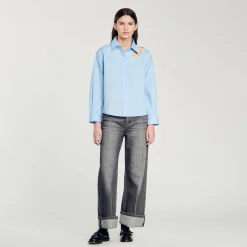 Tops & Chemises*SANDRO Chemise Goutte Strass Bleu Ciel