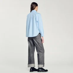 Tops & Chemises*SANDRO Chemise Goutte Strass Bleu Ciel