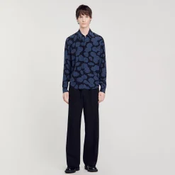 Chemises*SANDRO Chemise Imprimé Camélias Noir