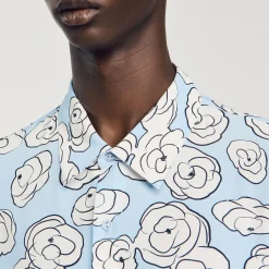Chemises*SANDRO Chemise Imprimé Camélias Bleu Ciel