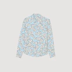 Chemises*SANDRO Chemise Imprimé Camélias Bleu Ciel