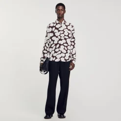 Chemises*SANDRO Chemise Imprimé Camélias Marron