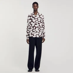Chemises*SANDRO Chemise Imprimé Camélias Marron