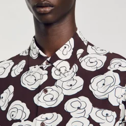 Chemises*SANDRO Chemise Imprimé Camélias Marron
