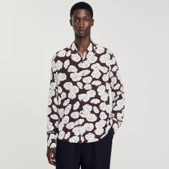 Chemises*SANDRO Chemise Imprimé Camélias Marron