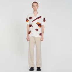 Chemises*SANDRO Chemise Imprimé Coquillages Ecru