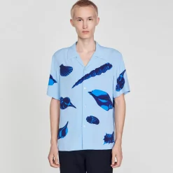 Chemises*SANDRO Chemise Imprimé Coquillages Bleu
