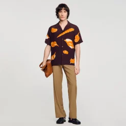 Chemises*SANDRO Chemise Imprimé Coquillages Marron Foncé