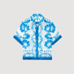 Tops & Chemises*SANDRO Chemise Imprimée Bleu / Blanc