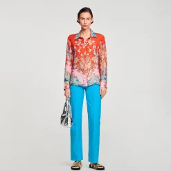 Tops & Chemises*SANDRO Chemise Imprimée Rouge / Bleu