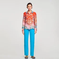 Tops & Chemises*SANDRO Chemise Imprimée Rouge / Bleu