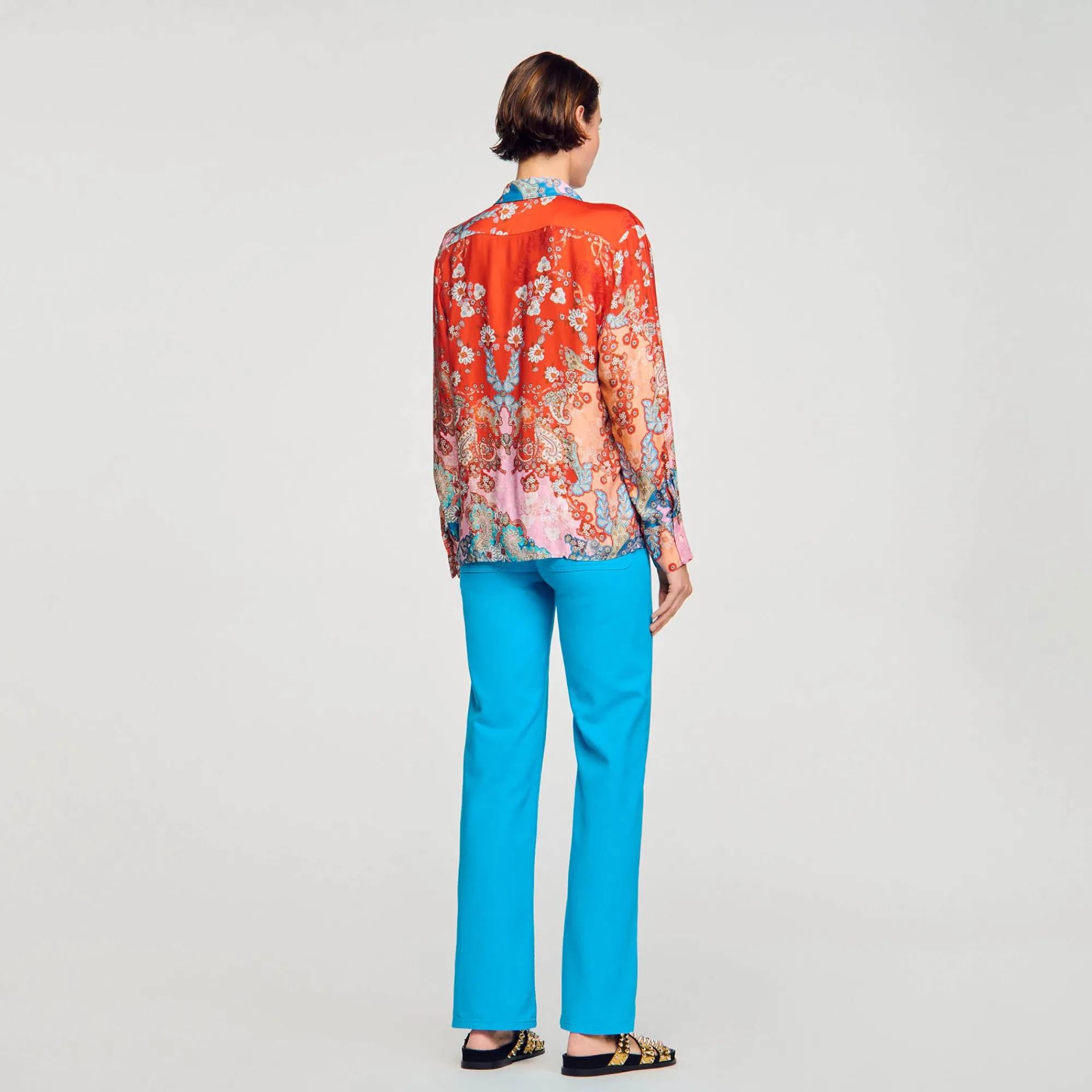 Tops & Chemises*SANDRO Chemise Imprimée Rouge / Bleu