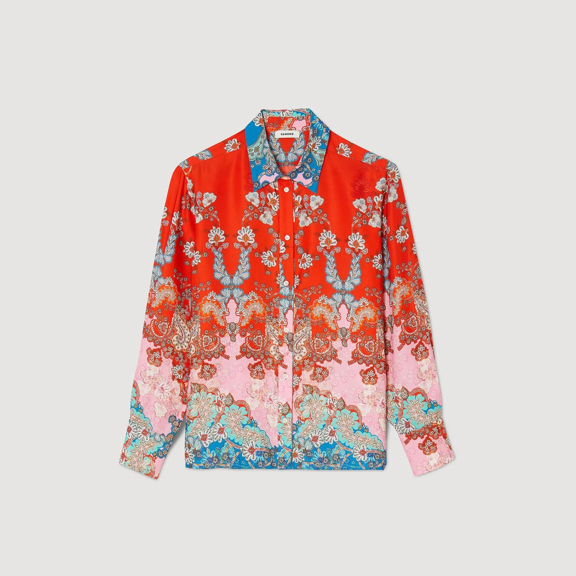 Tops & Chemises*SANDRO Chemise Imprimée Rouge / Bleu
