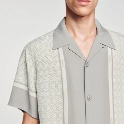 Chemises*SANDRO Chemise Imprimée à Manches Courtes Ecru