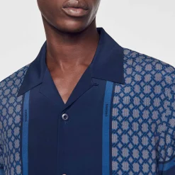 Chemises*SANDRO Chemise Imprimée à Manches Courtes Marine