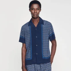 Chemises*SANDRO Chemise Imprimée à Manches Courtes Marine