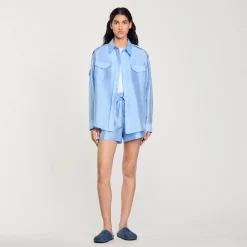 Ensembles|Tops & Chemises*SANDRO Chemise Large Satinée Bleu Ciel