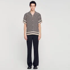 Chemises*SANDRO Chemise Manches Courtes Square Cross mastic