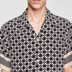 Chemises*SANDRO Chemise Manches Courtes Square Cross mastic