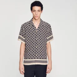 Chemises*SANDRO Chemise Manches Courtes Square Cross mastic