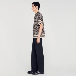 Chemises*SANDRO Chemise Manches Courtes Square Cross mastic