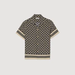 Chemises*SANDRO Chemise Manches Courtes Square Cross mastic