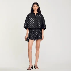 Ensembles|Tops & Chemises*SANDRO Chemise Ornée De Pastilles Noir
